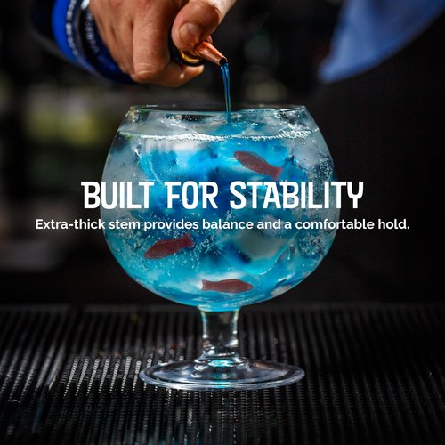 Final Touch Fishbowl Glass, Set of 2 - Extra Large Novelty Cocktail Cups for Oversized Margaritas, Daiquiris, Vibrant Party, Weddings, Gifting - Drinkware with Thick Stem & Dishwasher Safe