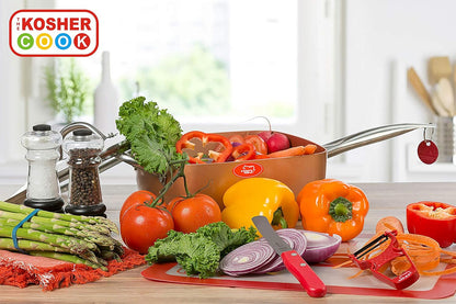 Meat Red Kitchen Knife, 6” Steak and Vegetable Knife, Razor Sharp Pointed Tip, Color Coded