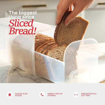 Tafura Bread Storage Container (2 Pack) with Tray, Plastic Bread Box with Airtight Lid for Homemade Bread, BPA Free