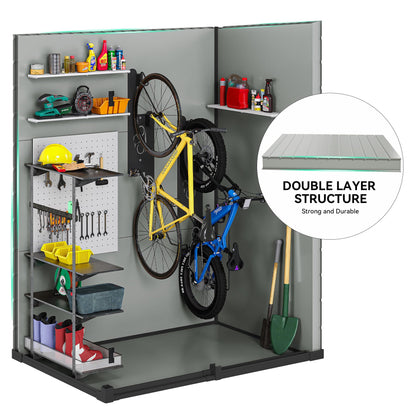 DWVO 5x3 FT Outdoor Storage Shed with Floor, All-Weather Resin Storage Shed with Lockable Door & Window, Waterproof Plastic Tool Storage for Garden, Backyard, Patio, Lawn,Blue-Gray+Black