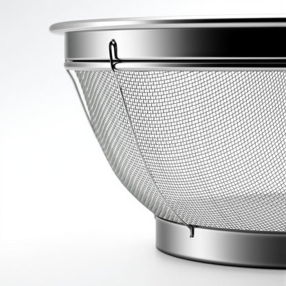 Fine Mesh Strainer for Kitchen, 4 Quart Stainless Steel Colander Bowl for Pasta, Rice, Fruit, Metal Net Baskets with Resting Base - Strain, Drain, Rinse