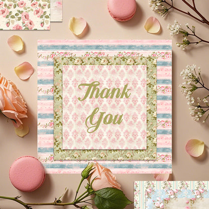 VIVIQUEN Spring Floral 12x12 Inch Scrapbook Paper – 24 Double-Sided Vintage Pink Botanical Designs, Acid-Free 160g Cardstock for DIY Crafts, Card Making, Photo Albums, Gift Wrapping, Junk Journals