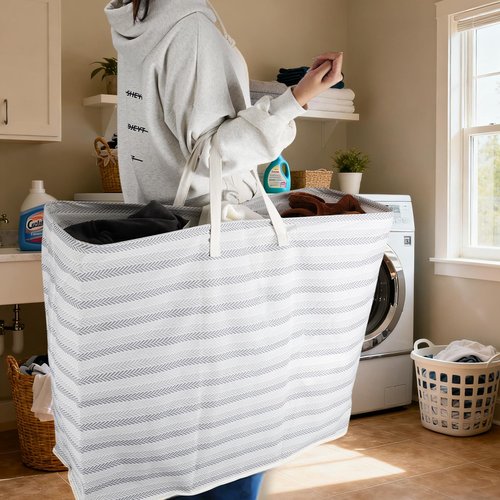 Fopeat XXXL 36gal(136L) Large Laundry Basket, Laundry Hamper 2 Section with Reinforced Handles, Waterproof Collapsible Clothes Hamper for Bedroom Laundry Room Dorm Bathroom