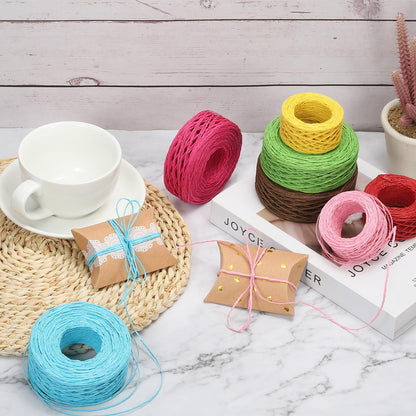 PATIKIL 1312 Feet Raffia Ribbon, 4 Rolls Raffia Yarn Paper Rope Twine String for Crochet Bags Craft Festival Gifts Bouquets Wrapping, White, Black