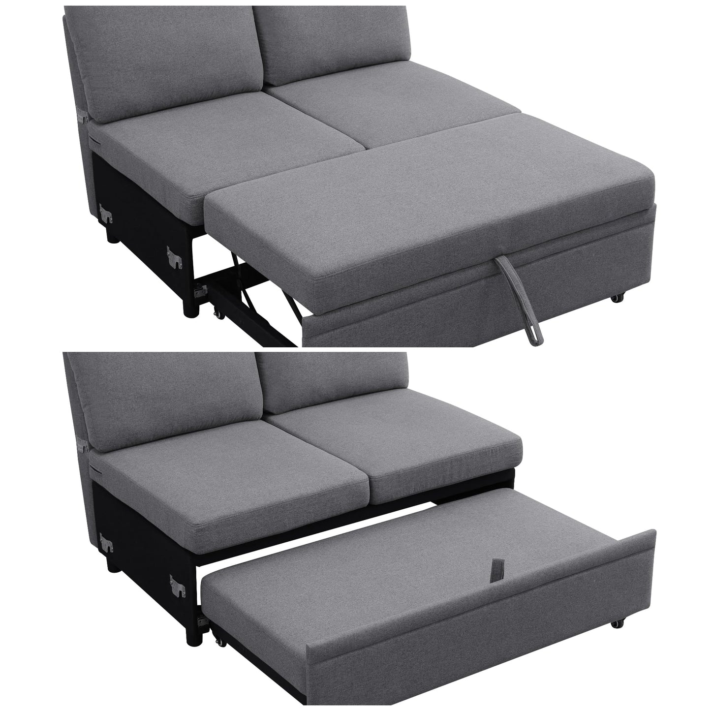 Trygoal 100 Inch Pull Out Couch, Convertible Sofa Bed for Living Room, Comfortable Sleeper Sofa with Pull Out Bed, Modern Sectional Couches with Ottoman Storage, Easy Assembly for Apartment, Dark Grey