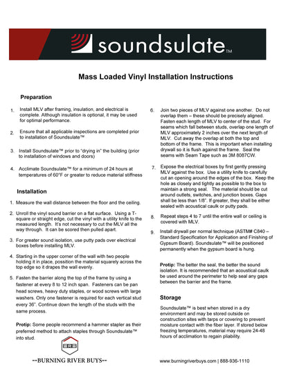 Soundsulate™ Next Generation, 1 lb. Mass Loaded Vinyl (MLV) Soundproofing Barrier Roll, Premium Noise Blocking for Walls, Ceilings, Home Theaters & Automotive. See all Options.