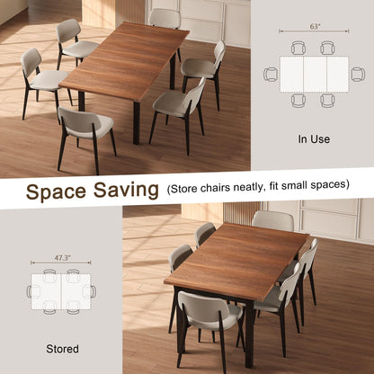 Einhomn Extendable Dining Table for 4-6, 63" Modern Kitchen Table, Farmhouse Dining Room Tables for Dining, Kitchen, Office, Living Room, Rectangular Wooden Tables, Space Saving (Walnut)