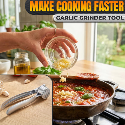 Stainless Steel Garlic Press - Ginger Mincer with 37 Built-In Studs for Maximum Extraction, for Garlic, Ginger and Soft Nuts - Ergonomic Handle, Dishwasher Safe and Rust-Resistant, No Peel Needed