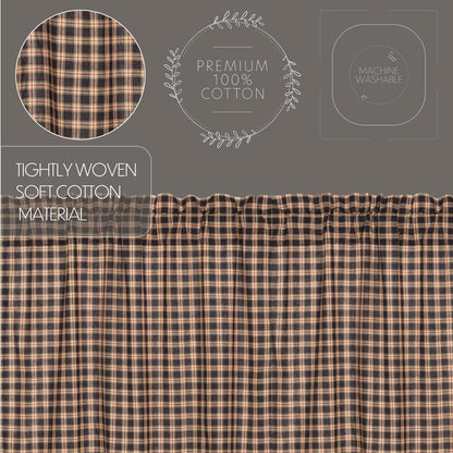 VHC Brands Bingham Star Plaid Valance, Cotton, 16x72 in Black