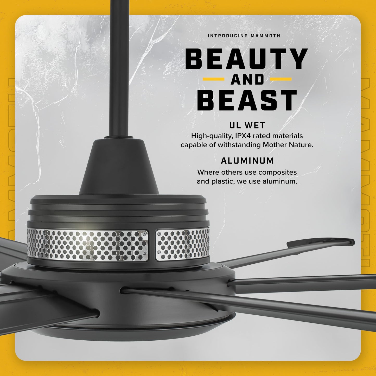 Big Ass Fans Mammoth 60" Outdoor Ceiling Fan with LED Light – Silver Finish – Smart Wi-Fi Ceiling Fan with Remote & Voice Control – Quiet, Wet Rated Patio Fan with Light – 3 Yr Warranty