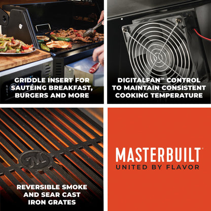 Masterbuilt® Gravity Series® 800 Smoker Grill - Charcoal Grill plus Griddle Insert, Digital Control, App Connectivity, 800 Cooking Square Inches in Black, Model MB20040221
