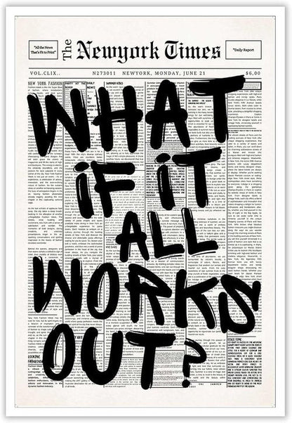 Drimiler Retro Black And White Newspaper Poster - Positive Affirming Quote Canvas Wall Art | 8x12in Unframed