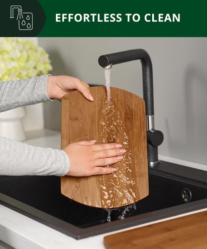 ROYAL CRAFT WOOD Wooden Cutting Boards for Kitchen Meal Prep & Serving - Bamboo Wood Serving Board Set with Deep Juice Groove Side Handles - Charcuterie & Chopping Butcher Block for Meat
