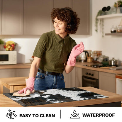 Tyrot Cowhide Kitchen Mat Cushioned Anti Fatigue - 4/5 Inch Thick Western Cow Kitchen Mats for Floor, Non Slip PVC Waterproof Standing Desk Ergonomic Comfort Rugs for Sink, Office, Laundry, 20x39