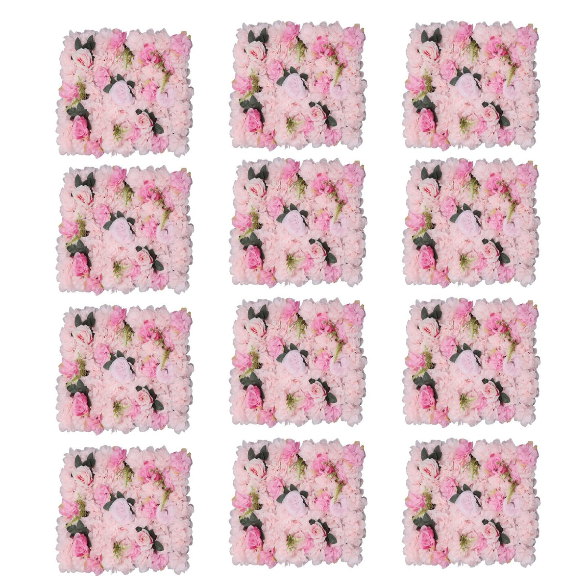 12pcs Silk Flower Wall Panel 60x40cm - Perfect for Indoor/Outdoor Wedding, Party Decor, Floral Backdrop, Home, Garden Privacy Screen, Artificial Flower Mat Light Pink