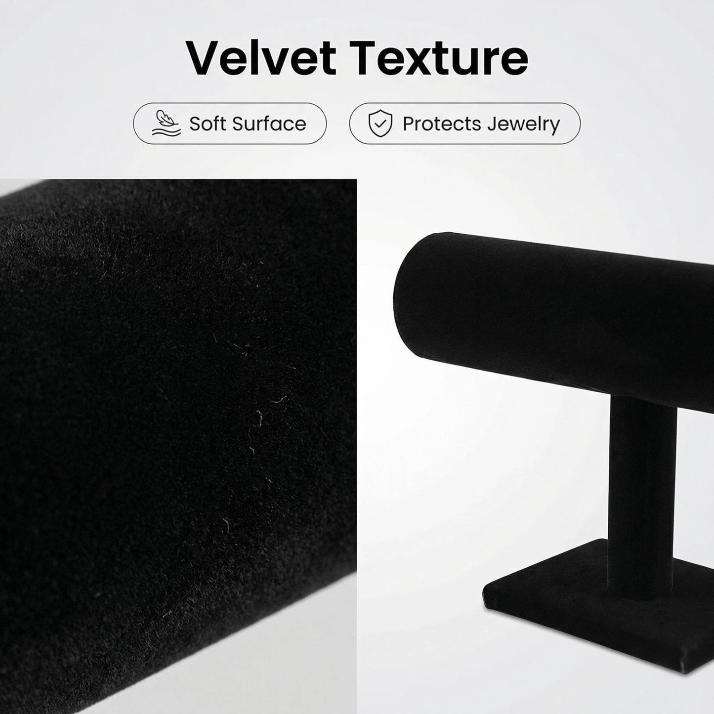 Comelyjewel Bracelet Holder Stand Set of 2, Velvet Jewelry Display for Bracelets, Bangles & Watches, T-Bar Jewelry Organizer for Dresser & Vendor Booth