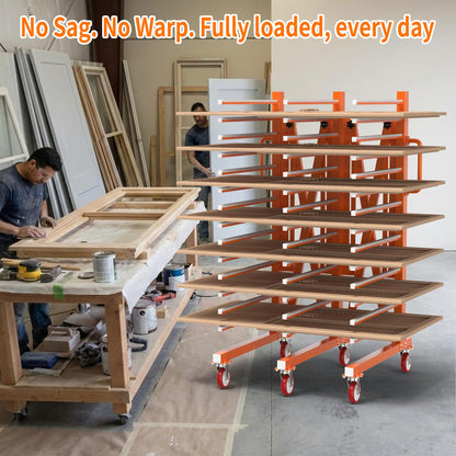 Vazcor Paint Drying Rack for Cabinet Doors, 15-Level Heavy Duty Rolling Paint Rack, Expandable Woodworking Drying Rack for Trim & Panels, Reinforced 2.0mm Steel Frame with 5" Casters