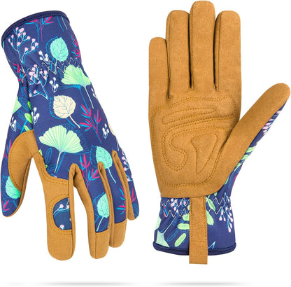 Women's Leather Gardening Gloves, Thorn Proof Garden Gloves for Digging, Planting, and Pruning