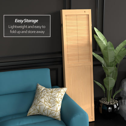 Red Lantern 6 ft. Tall Adjustable Shutter Room Divider Natural 3 Panel