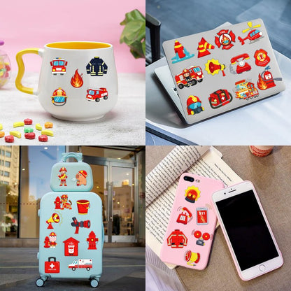 96 PCS Firefighter Firetruck Pre-Cut Temporary Tattoos for Kids | Super Cute Themed Birthday Party Favors,Goodie Bags Fillers, Supplies, Decorations, Fake Tattoo Stickers (Multiple)