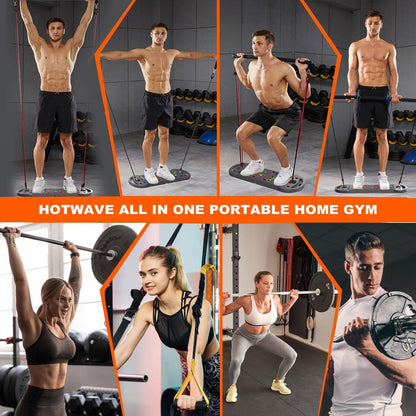 HOTWAVE Portable Exercise Equipment with 16 Gym Accessories.20 in 1 Push Up Board Fitness,Resistance Bands with Ab Roller Wheel,Full Body Workout at Home