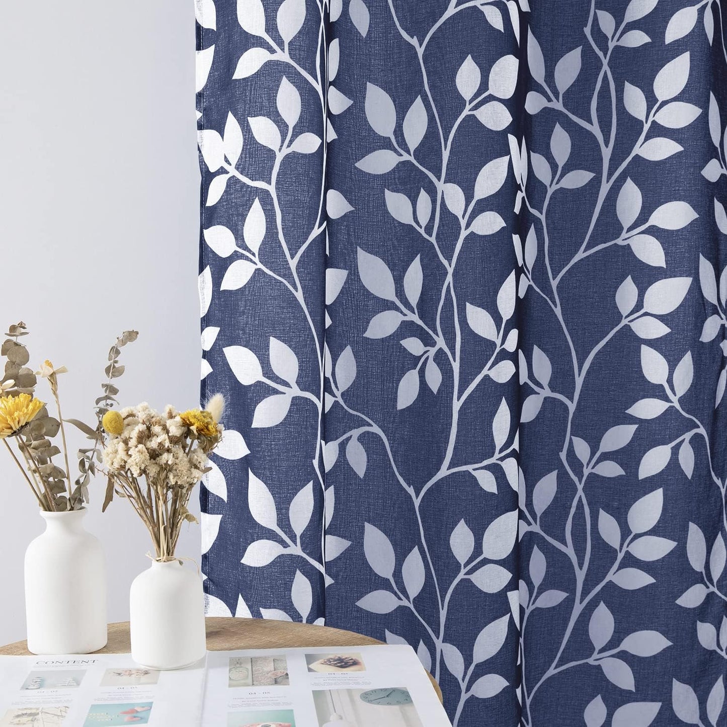 24 Inch Set 2 Pack XTMYI Kitchen Curtains Length of Sheer Cafe Curtains for Small Bathroom Window,Blue