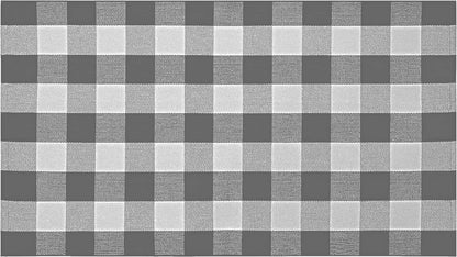 SEEKSEE 27.5"x43" Cotton Buffalo Plaid Rug, Gray and White Checked Washable Doormat for Indoor Outdoor Layered Entry