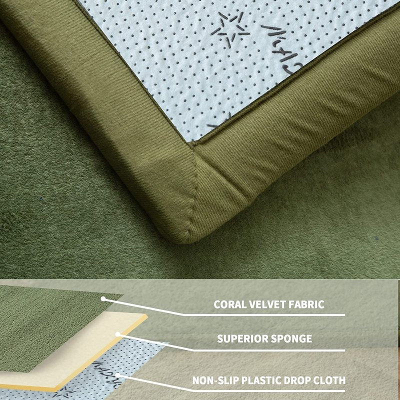 MAXYOYO Baby Play Mat, 1.2" Thick Memory Foam Soft Padded Carpet with Non-Slip Backing, 3x5 ft Japanese Tatami Rug Living Room for Kids, Toddler, Children, Nusery(Olive Green)