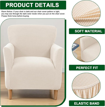 1-Piece CRFATOP Stretch Mid Century Modern Armchair Slipcover Solid Accent Chair Covers with Arms Soft Waterproof Chair