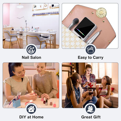 Electric Nail Drill Professional 45000RPM, Portable Smart Touch Display Electric Nail File, 4000mAh Rechargeable Nail Drill Kit for Remover Acrylic & Gel Nails Manicure for Salon Home