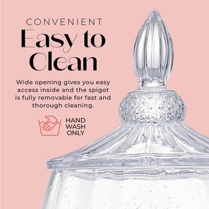 Fifth Avenue Crystal Madison Optic Beverage Cold Drink Dispenser w 1.7-Gallon Capacity Glass Jug, Leak Proof Acrylic Spigot for Parties, Weddings,& More, 8.5x18