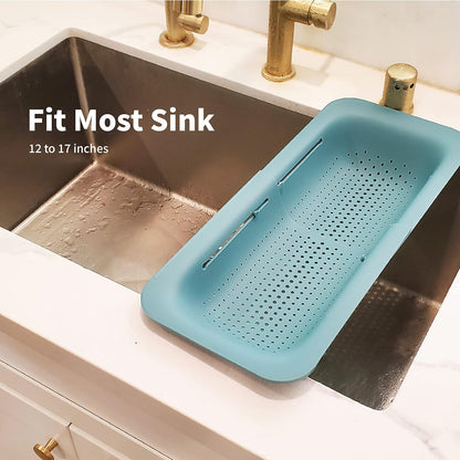 Makerstep Over the Sink Colander Strainer Basket, Expandable Wash, Drain, and Dry, Multifunctional Kitchen Gadget
