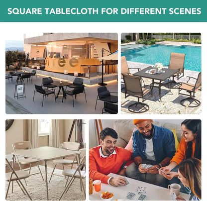 2 Packs 24x24 inch LUSHVIDA Vinyl Card Tablecloth with Flannel Backing - Waterproof Plastic Cover for Picnic Nightstand