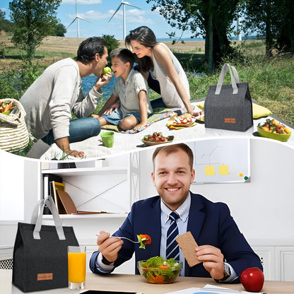 VZZNN 12 Pack Lunch Bags Bulk,Insulated Reusable Lunch Bags with Aluminum for Women Men,Leakproof Tote Large Lunch Box for Office,Work,Beach or Travel,Black