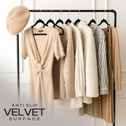 Utopia Home Velvet Hangers - 100 Pack Luxury Non-Slip Slim Coat & Pant Hangers | Space-Saving Black Design