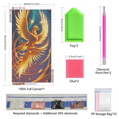 ZHUMUTO Large 5D Diamond Art Painting Kits for Adults,15.7x27.5inch Phoenix D DIY Full Round Drill Diamond Dots Large Size,Big Gem Art and Crafts for Home Wall Decor Gifts