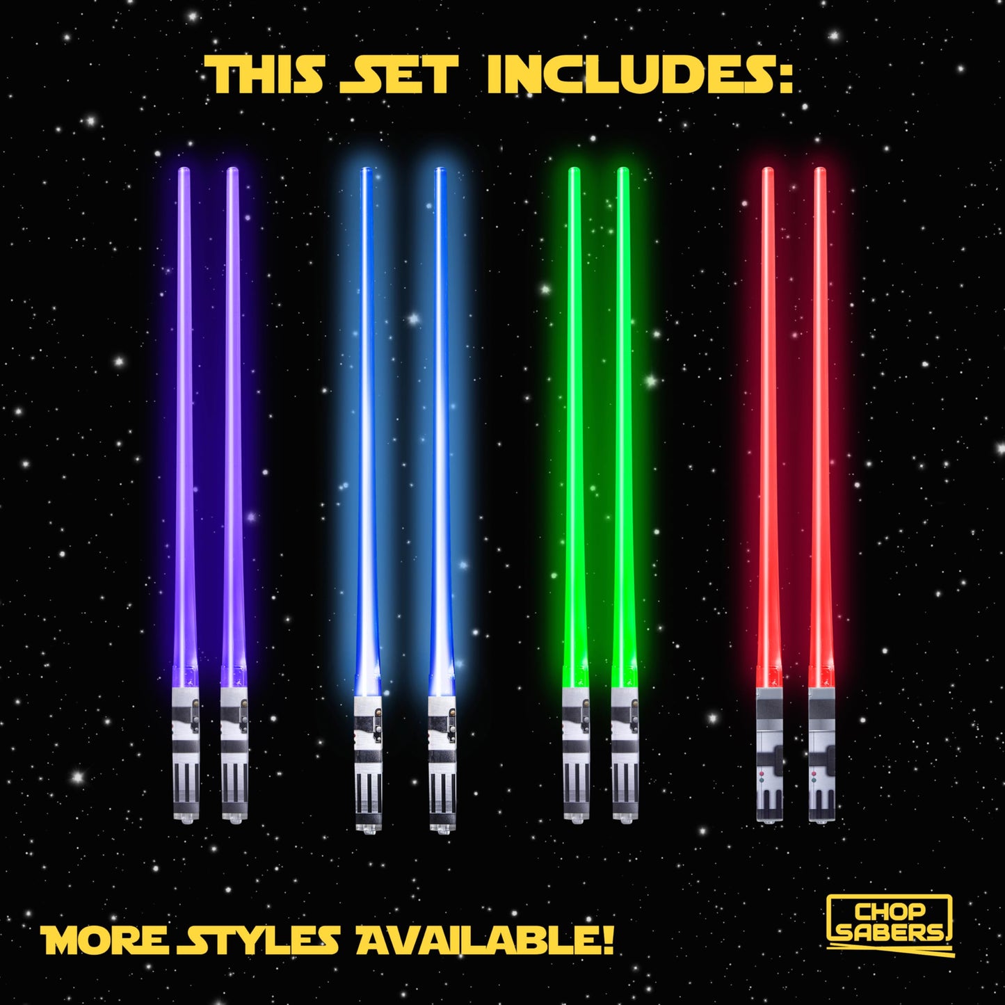 LightSaber Chopsticks Light Up Saber Led (4 Pairs, Red Blue Green Purple)