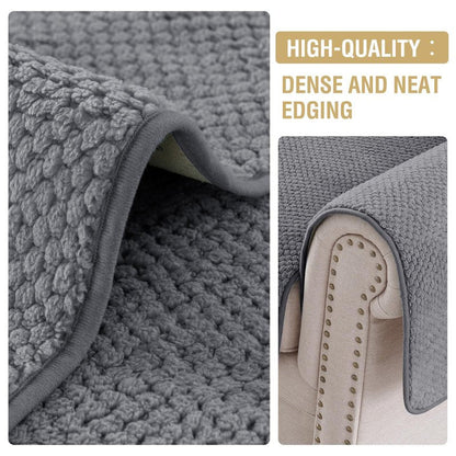 H.VERSAILTEX Waterproof Couch Cover Plush Sofa Cover with Strap Soft Anti Slip Sofa Slipcovers for 2 Cushion Couch Chaise Couch Protector Cover for Dogs Cats Kids,36x60'',Gray
