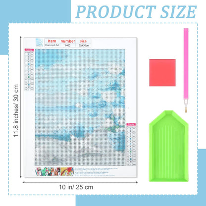 Yeaqee 4 Pcs Diamond Art Kits DIY Painting for Adult Aesthetic Wall Diamond Crafts Aesthetic Room Decor Cute Painting Pictures 5d Craft Wall Decor for Home 10 x 11.8''(Beach)