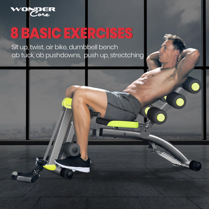 Wonder Core V2 Total Gym Machine, Ab Workout Equipment, Adjustable Ab Machine for Stomach Workout, Sit Up Exercise Equipment for Home Workouts, Abdominal Trainer, Ab Lounger Exercise Chair (Green)