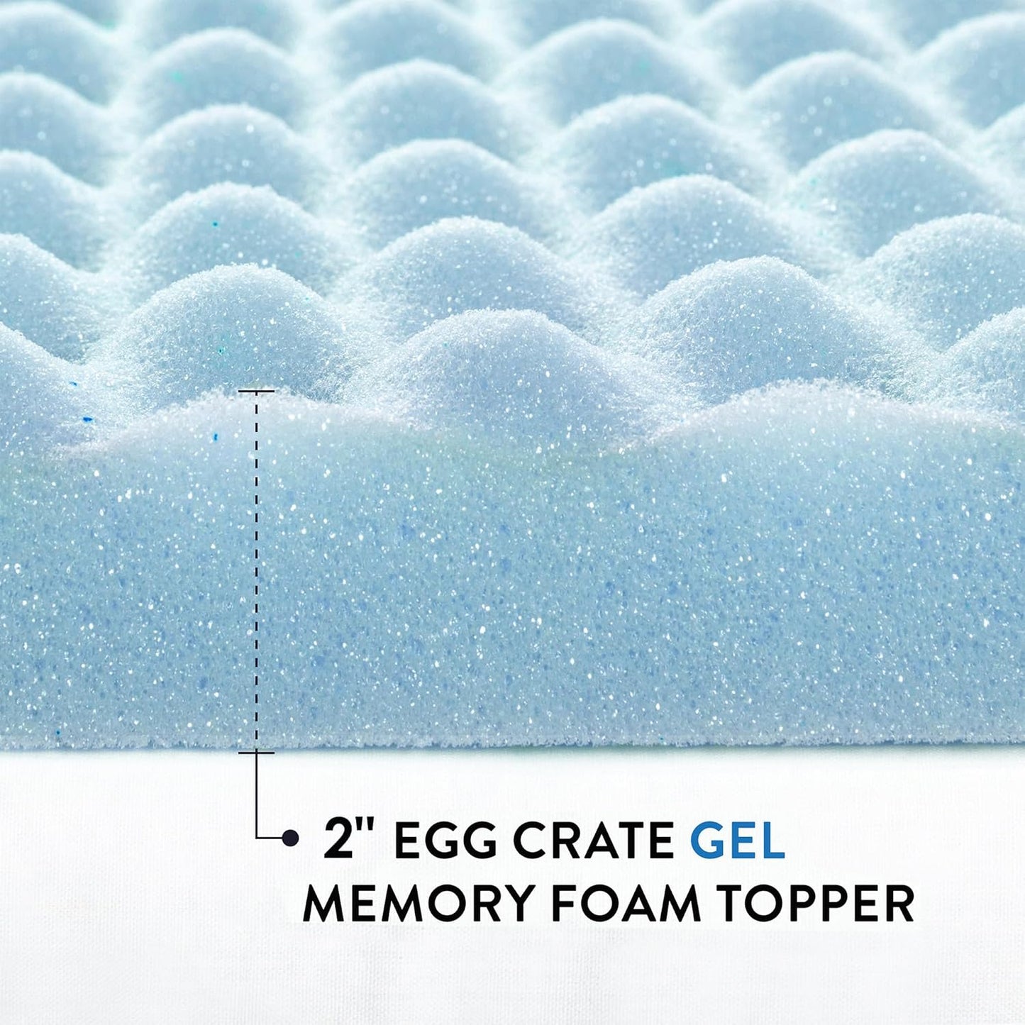 Best Price Mattress 2 Inch Egg Crate Memory Foam, Cooling Gel Infusion Twin Mattress Topper, Blue