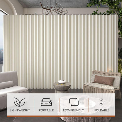 Paper Room Divider, Folding Privacy Screen Lightweight Stretchable Accordion Room Divider Wall, Portable Paper Wall Divide for Home, Office, Clothing Shop (White, L：118in x W: 17in x H：79in)