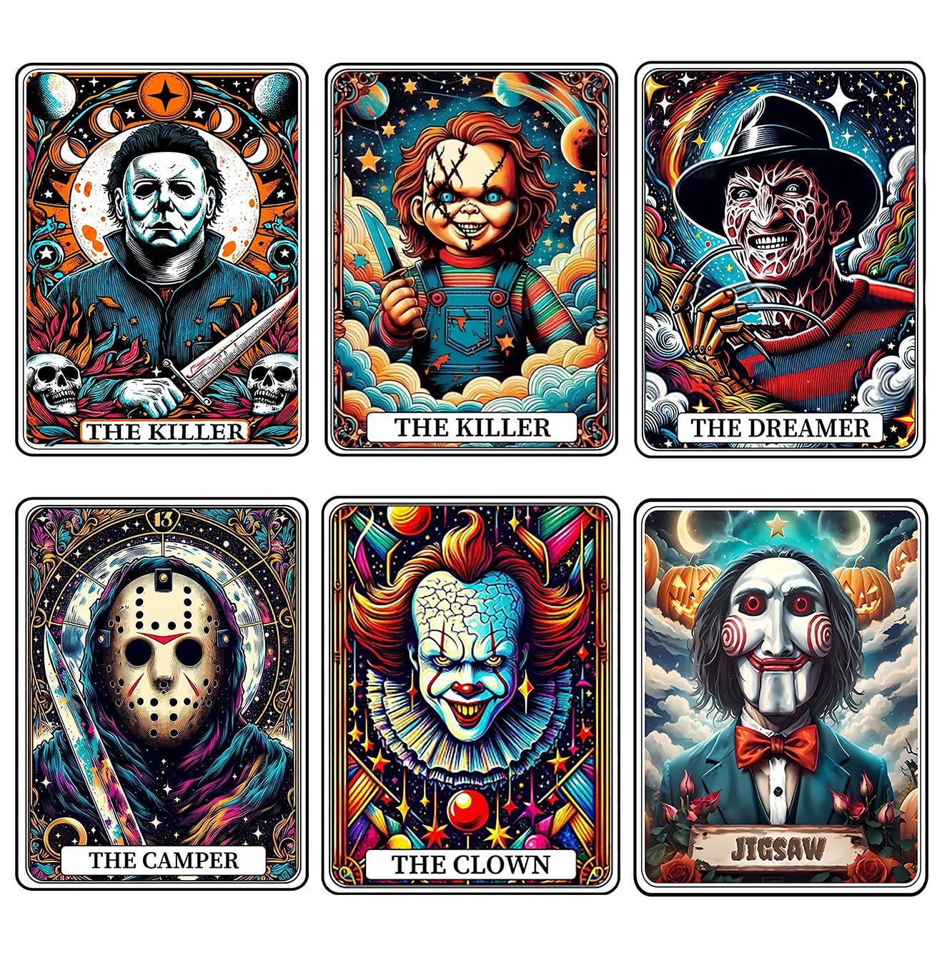 WUDWL 6 Pack Halloween Diamond Art Kits for Adults Beginners,Horror Diamond Painting Kits for Adults,5D Full Drill DIY Diamond Dot Gem Art Kit Wall Home Decor Arts Craft 12x16 inch