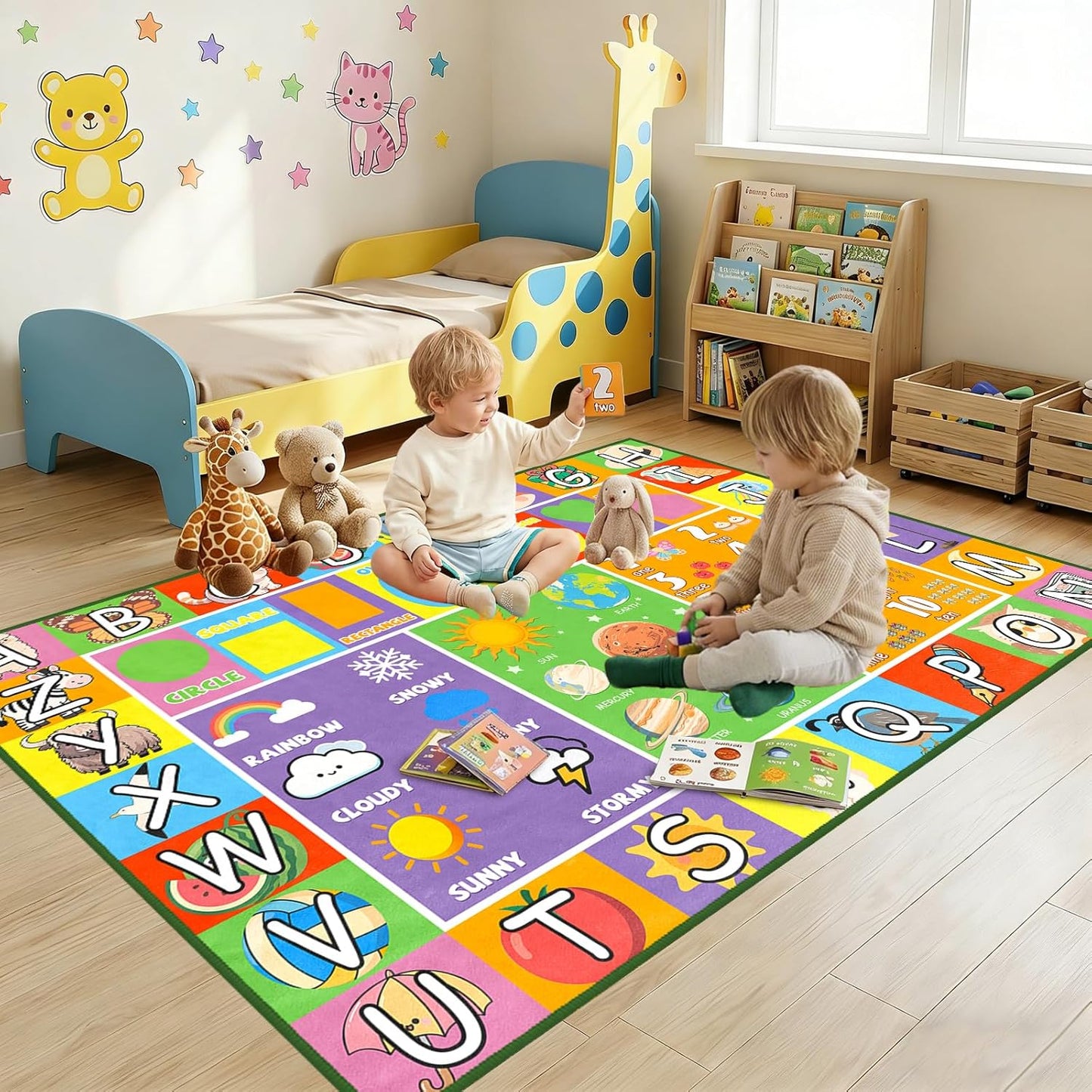 2.5 4 Kid Rug ABC Rugs for Playroom, Alphabet Rug for Bedroom Educational Learn Preschool Rugs Nursery Toddler Kids