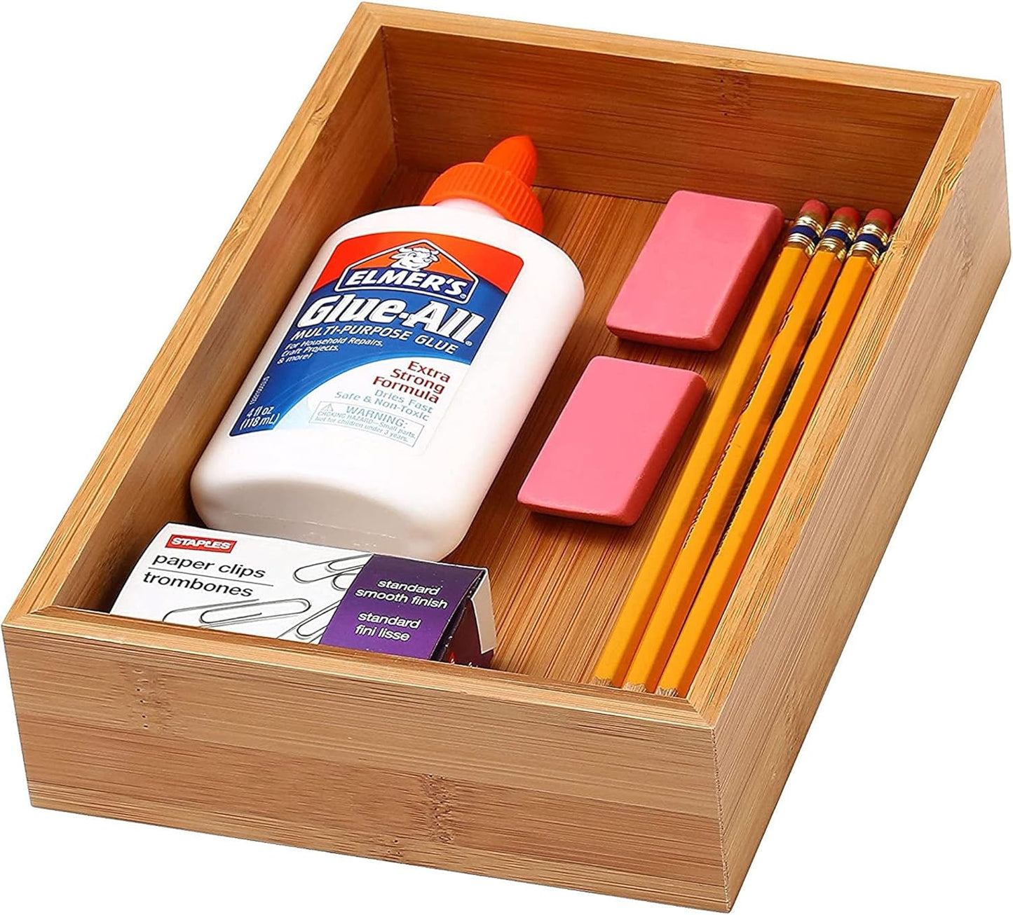 YBM Home Bamboo Drawer Organizer Storage Box for Kitchen, Junk Drawer, Office, Bedroom, Craft, 6x9x2 inch