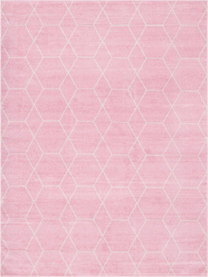 Unique Loom Trellis Frieze Collection Area Rug - Geometric (10' x 13', Light Pink/ Ivory)