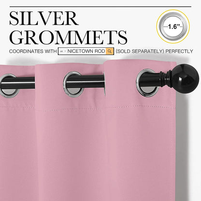 NICETOWN Blackout Window Curtain Panels - Thermal Insulated Grommet Drapes | Crystal Pink, 29x45 Inch (1 Pair)