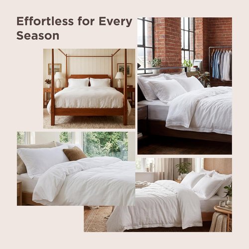 Bedsure King Duvet Cover - Soft Prewashed Cotton-Like Polyester, 120x98 Inches, Linen Design