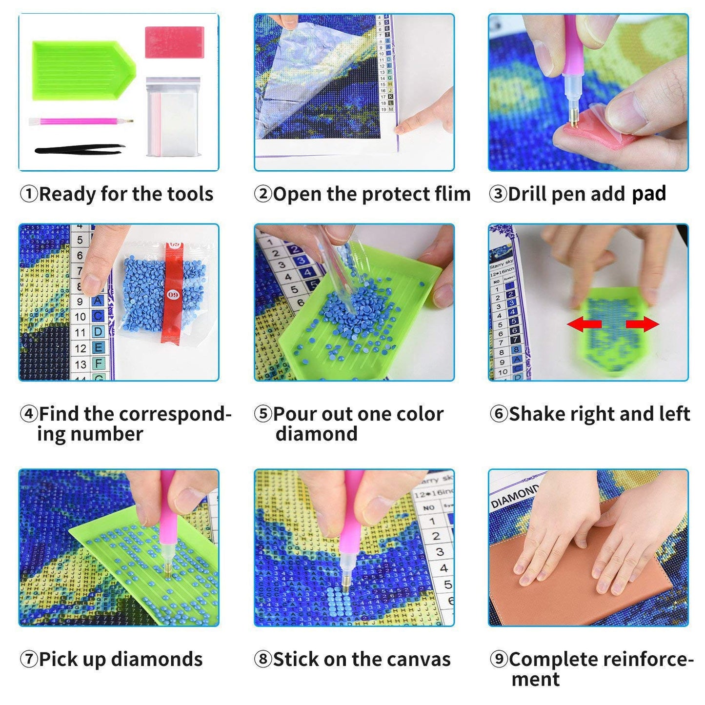 OWAY Full Drill 5D Diamond Painting 20X16 inch, Paint by Number Kits Starry Night Diamond Painting Kits for Home Wall Decor