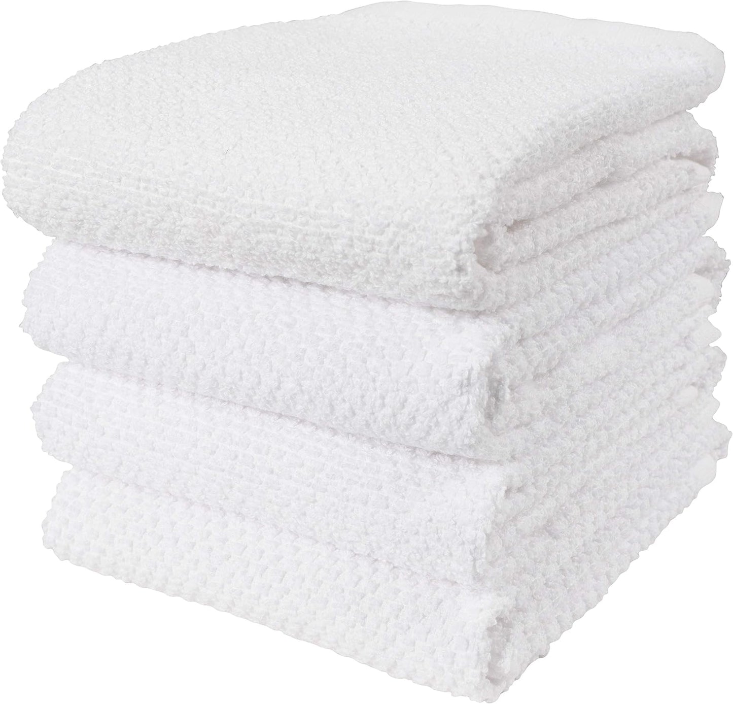 KAF Home Deluxe Cotton Kitchen Towels, Set of 4 Terry Kitchen Dish Towels, White